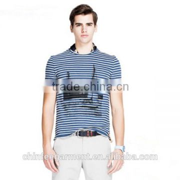 2014 Fashion Print T Shirt Navy Blue Stripe T Shirts