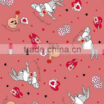 strawberry cartoon style cotton fabric printed flannelette for children nightwear