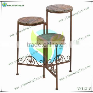 Gifts & Decor Rustic Finish Triple Planter Stand Home Plant Table Set YM4131W