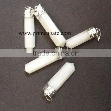 White Agate Cap Pencil Pendants | Khambhat Agate Exports INDIA