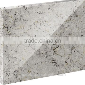 Chinese artificial inky waves quartz stone with different ledges processing