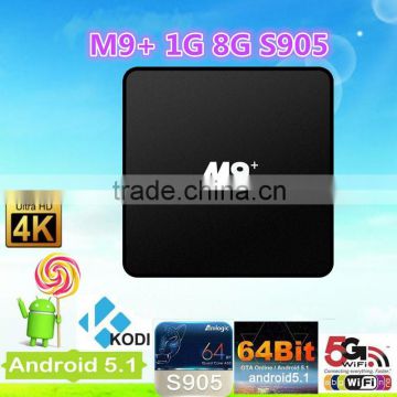 Smart Tv Box M9+ S905 H.265 KODI Android 5.1 Amlogic S905 Quad Core M9 plus tv box Ram 1g Rom 8g M9 PLUS