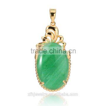 Fashion Gold jewellery 18K gold plated Green Opal marquise necklace pendant for women