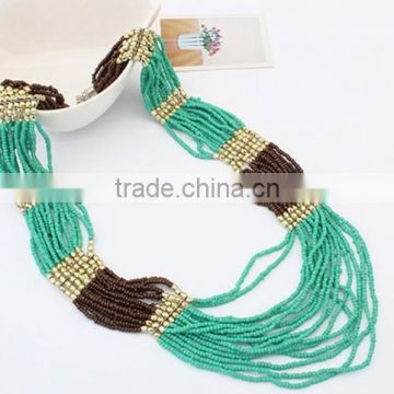 Green color pashmina style elegant beaded necklace
