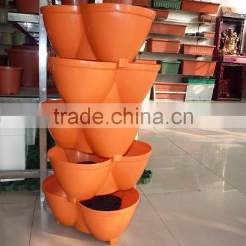 2015 hot sales quincunx plastic flower tower pots