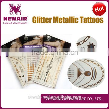 New 2016 hot-sale fashion water-proof metallic tattoo