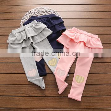 S32841W Cotton Leggings Girls Kids Lace Bow Skinny Trousers Children's Korean Bow Pants