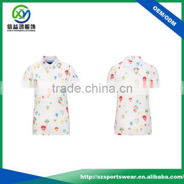 New design balloon printing sublimation spandex stretchy women polo t shirt