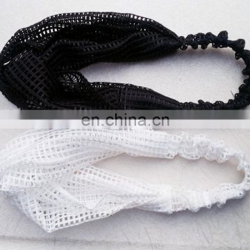 Fabric elastic hollow lace hair band hair accessories white black lace elastic headband women