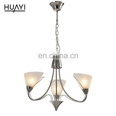 HUAYI Premium Quality Modern Art Style Home Villa Indoor Decorative Iron Glass Chandelier Light