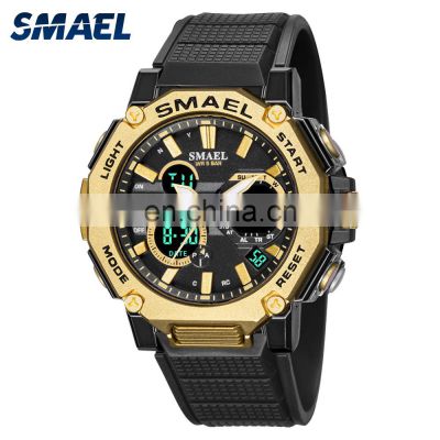 SMAEL 8047 Quartz Watches Sports  Male Clock Alarm 50M Waterproof Stopwatch LED Back Light Wristwatches Men Watch Sport
