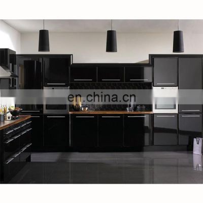 new modern luxury kitchen cabinets island design black gloss lacquer wooden kitchen units