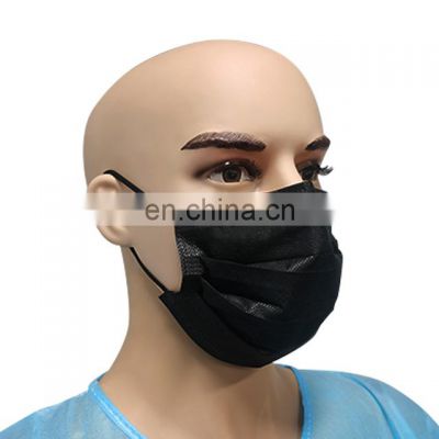 Type IIR 99% filterate black surgical facemask 3 ply  disposable medical face mask black masker face