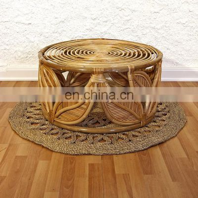 Hot Product Leaf Pattern rattan coffee table furniture indoor High Quality Vietnam Manufacturer Cheap Wholesale