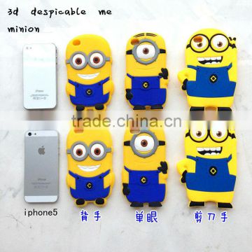 2013 New Product 3D Silicone Despicable Me Minion Case for iPhone 5