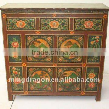 Antique Tibetan Beautiful Hand Painted Cabinet
