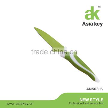 Green blade non stick coating paring knife in comfortable handle
