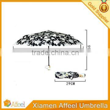 High-grade 3 folding printed flower umbrella