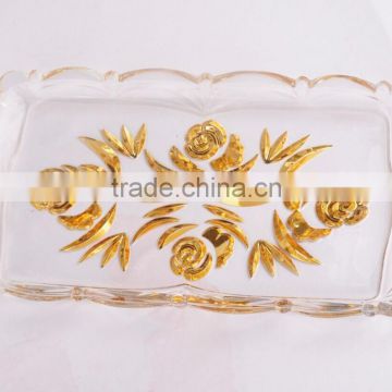 gold design glass fruit candy plate