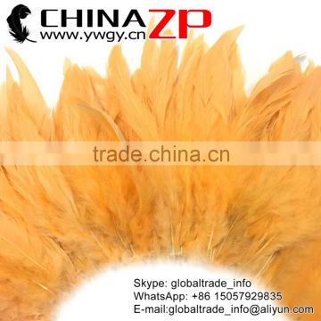 ZPDECOR Great Chicken Plumage Wholesale Colored Peach Dyed Rooster Schlappen Feathers Strung for Sale