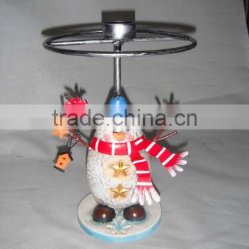 speicial design handmade snowman candle holder indoor decoration metal handicraft