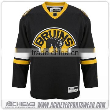 wholesale factory custom made high quality long sleeves low MOQ blank hockey jersey