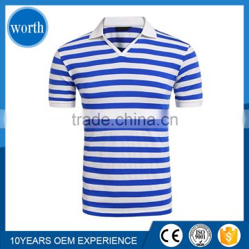 Men's Basic Short Sleeve V-Neck Stripe LaCosta Polo T-Shirt Slim Fit
