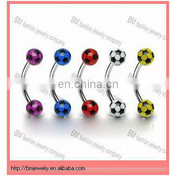 Hot sale football shaped acrylic eyebrow rings body piercing jewelry