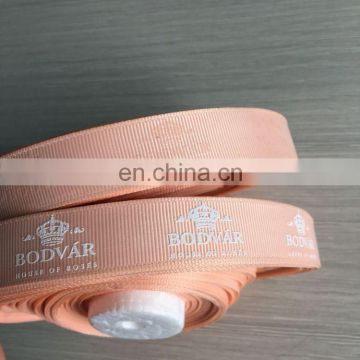High quality zeal-x packing pink grosgrain ribbon white embossed logo