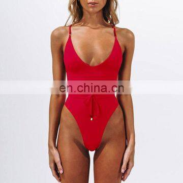 Sexy Low Cut Backless Trikini Bandage Cross Brazilian Swim Bathing Suit Monokini Thong Swimwear Women One Piece Zipper Swimsuit