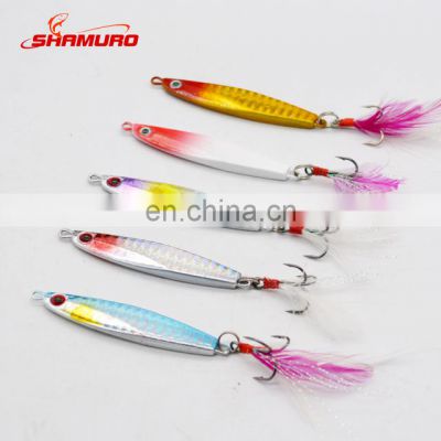 Quality New Popular Lead Fish With Feather Tail Stick Baits For Slow Troll hook