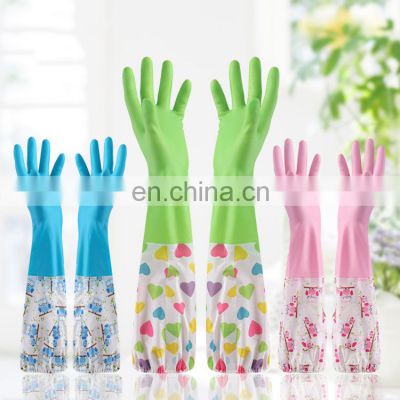 Lengthened Multifunctional Waterproof Oilproof Dish Washing Black Latex Dishwashing Cleaning Kitchen Household Rubber Gloves