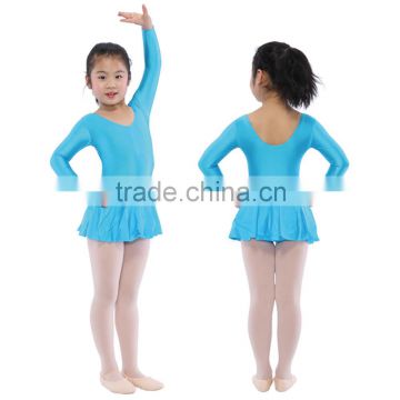Beijing Professional Kids Dance Costumes Kids Long Sleeve Leotard With Skirt
