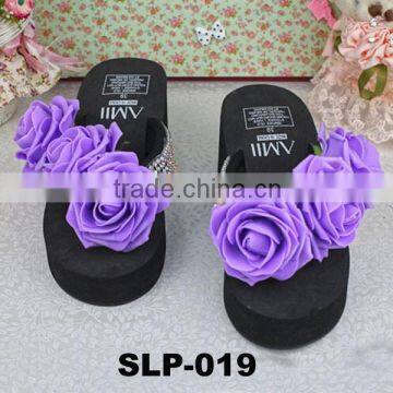 purple flower black summer slipper holiday nude beach slippers