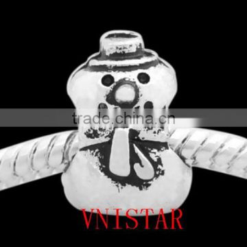 Vnisatr antique silver plated snowman shaped spacer beads for european bracelet wholesale PBD2571