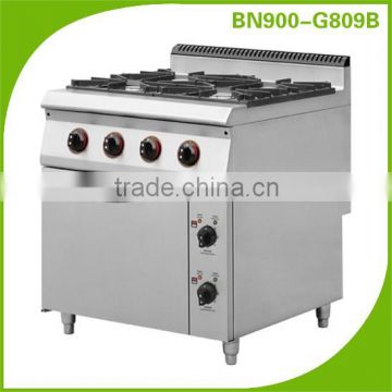 BN900-G809B Commercial stainless steel 4 burner gas cooker with oven