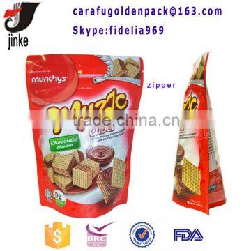 Laminated stand up pouch with zipper for food packaging