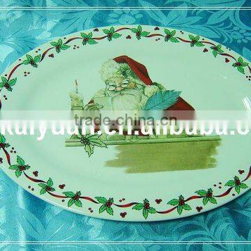 Christmas ceramic ellipse plate