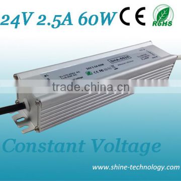 Single out LED switching power supply 60W 24V DC 2.5A IP67 waterproof, 220v 12v 24v 60w led lighting driver transformer