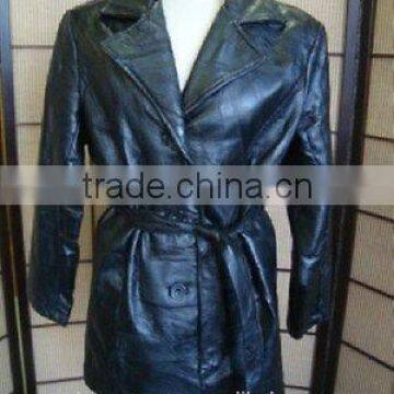 Black Italian Stone Woman's Leather Coat
