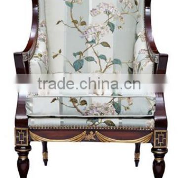 Classic Elegant English Style Royal Armchair with High Quality Upholstery Fabric and Golden Highlights BF12-05254e