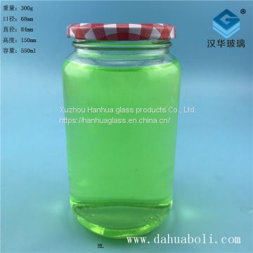 Manufacturer's direct sale of 550ml spicy sauce glass bottle, manufacturer of glass pickle bottle