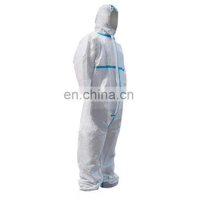 Disposable CE Cat III Type 3 4 5 6 Protection Suit Microporous Hazmat Coverall Chemical Protective Clothing with Welded Seams