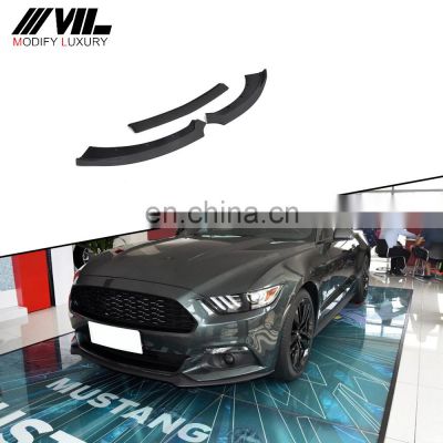 3PCS Matt Black ABS Front Bumper Lip for Ford Mustang Coupe 2015-2017