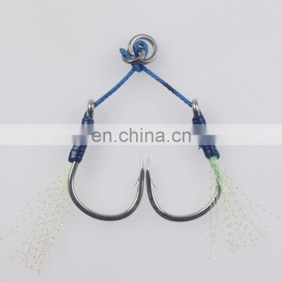 Mustad Double Barbed String Steel Assist Jig Hook blue Feature  Fishing Hook