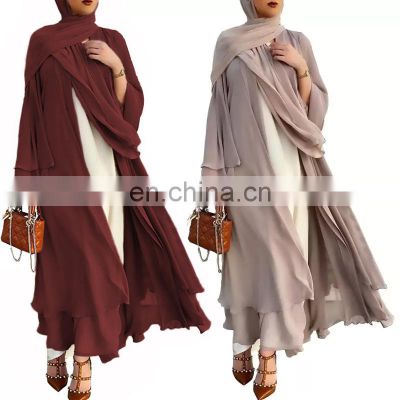 Long Sleeve Flowy Maxi Cardigan Muslim Islamic Open Front Kimono Abaya Robe Turkey Kaftan Solid Color Loose Islamic Dress