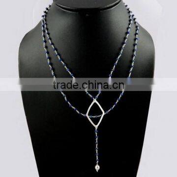 Beautiful !! Blue Lapis 925 Sterling Silver Necklace, Handmade Silver Jewellery, Online Silver Jewellery