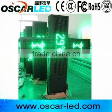 OSCARLED temperature /date display P16 Green LED Cross Sign