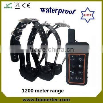 1200 meter rechargeable and waterproof multi-dog training system for 3 dogs