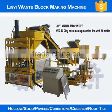 2016 WANTE MACHINERY WT2-10 Latest design low cost clay brick making machine